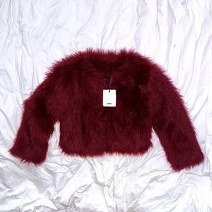 Bik Bok Norwegian Red Faux Fur Jacket